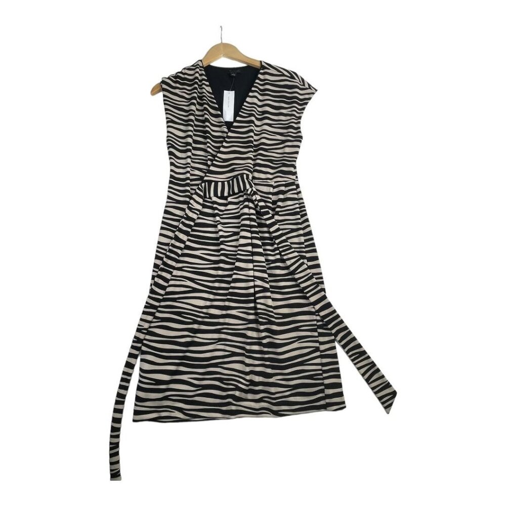 New Ann Taylor Tan & Brown Zebra Print‎ Faux Wrap Dress size 2